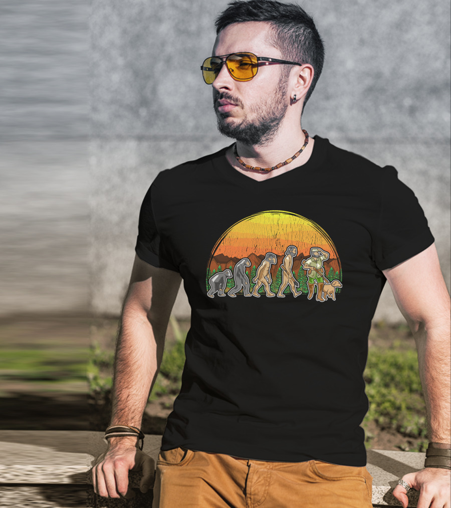 Duck Hunter Goose Grouse Hunting Evolution Sunset Silhouette With Dog T-Shirt