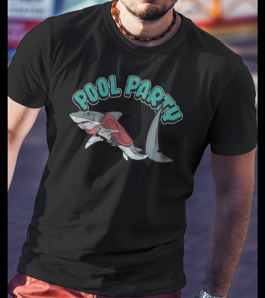 Pool Party Float Shark Summer Beach Swimming T-Shirt