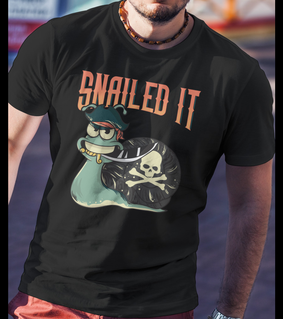 Snailed It Pirate Skull Snail Kawaii T-Shirt