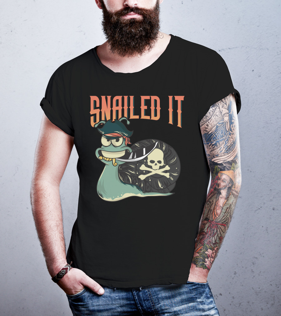 Snailed It Pirate Skull Snail Kawaii T-Shirt