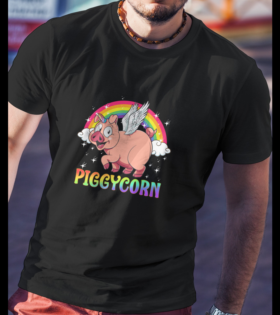 Piggycorn Flying Pig Unicorn Rainbow Farm Animal Magical Creature T-Shirt