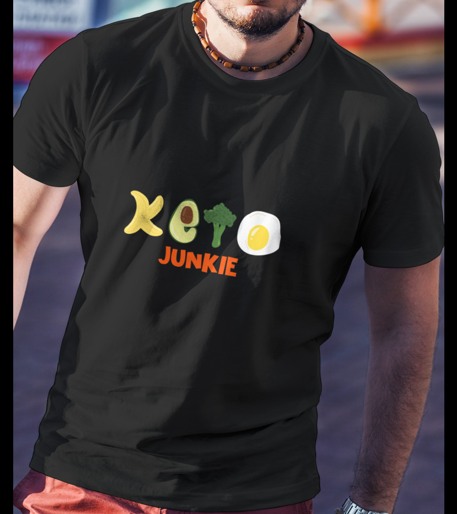Keto Diet Junkie Avocado Broccoli Egg Ketogenic Food T-Shirt