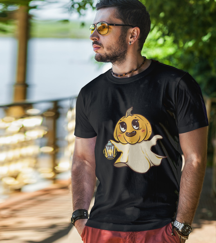 Ghost Pumpkin Kawaii Lantern-Faced Jack O' Lantern T-Shirt