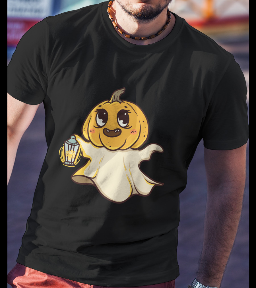 Ghost Pumpkin Kawaii Lantern-Faced Jack O' Lantern T-Shirt
