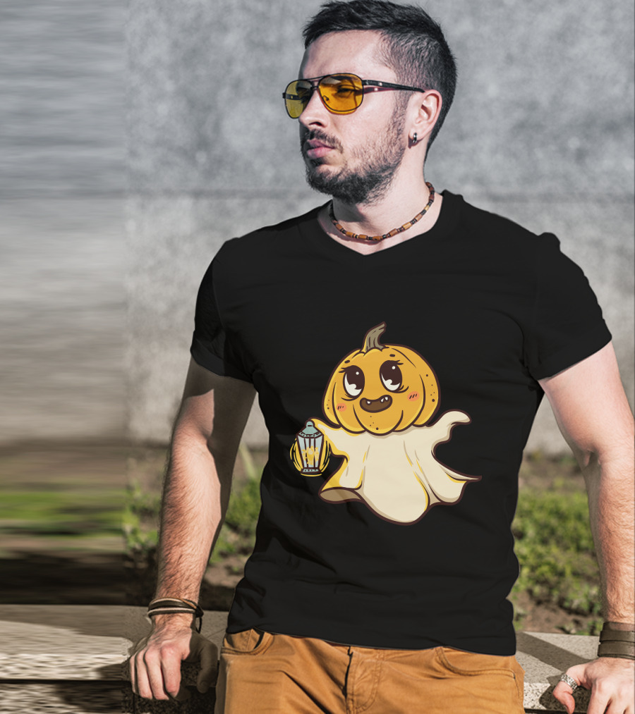Ghost Pumpkin Kawaii Lantern-Faced Jack O' Lantern T-Shirt