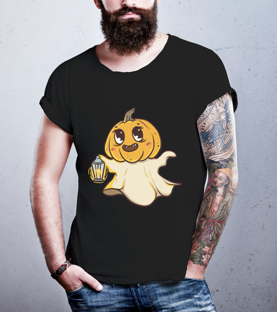 Ghost Pumpkin Kawaii Lantern-Faced Jack O' Lantern T-Shirt