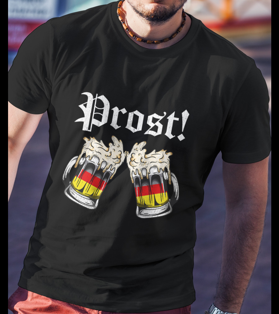 Prost Cheers Oktoberfest Beer German Flag Mugs T-Shirt