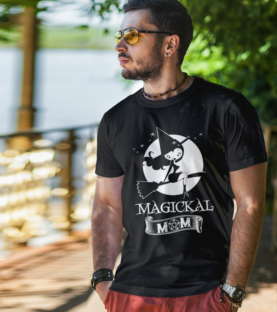 Magickal Mom Pagan Wiccan Witch Broomstick T-Shirt