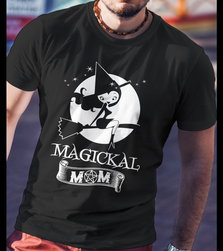 Magickal Mom Pagan Wiccan Witch Broomstick T-Shirt