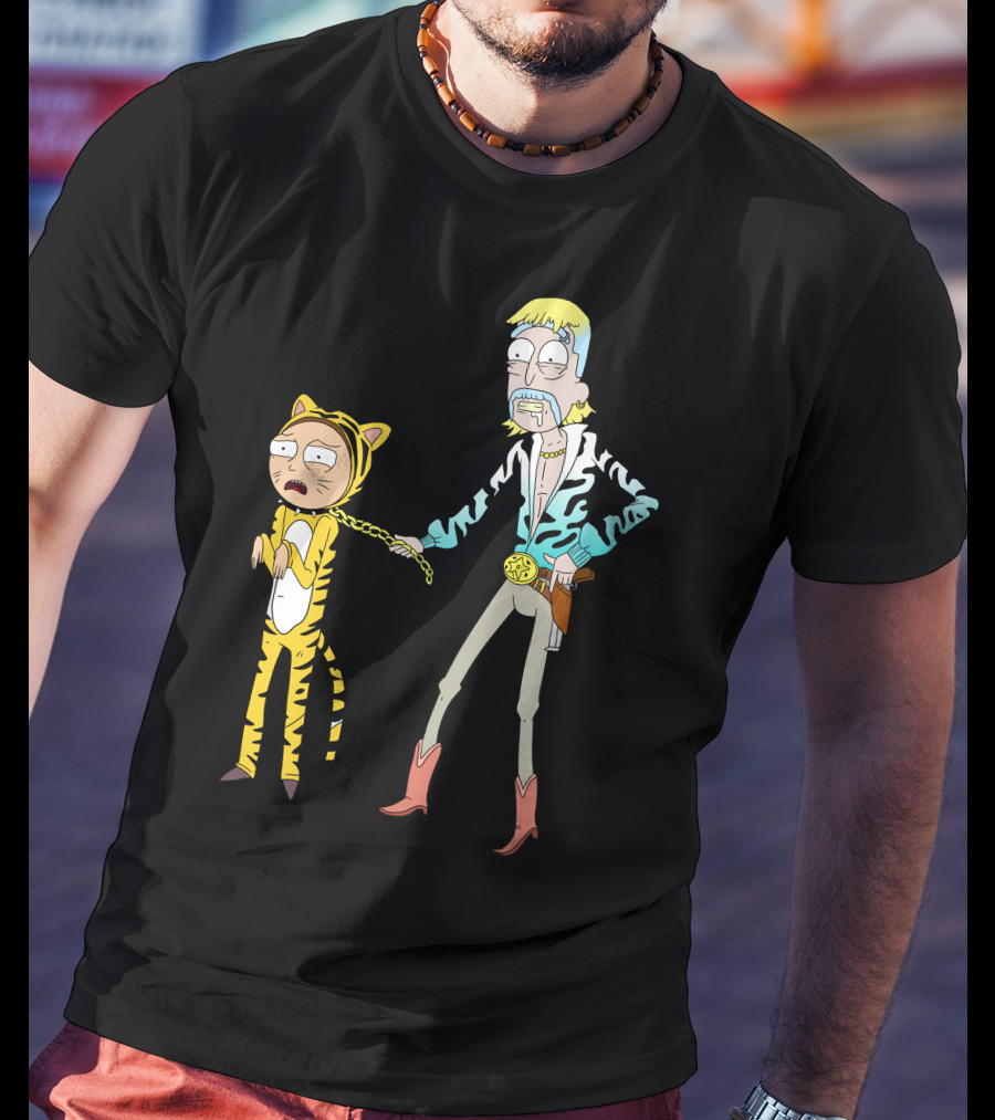 Rick And Morty Joe Exotic Tiger King Parody Character Mashup T-Shirt