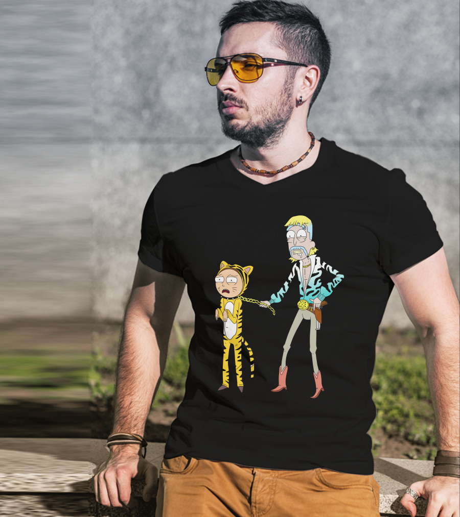 Rick And Morty Joe Exotic Tiger King Parody Character Mashup T-Shirt