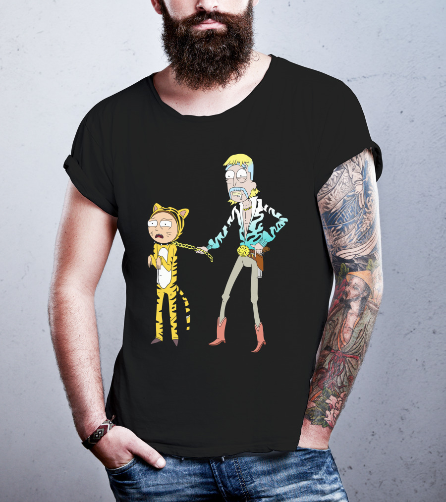 Rick And Morty Joe Exotic Tiger King Parody Character Mashup T-Shirt