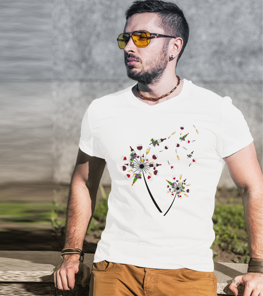 Dandelion Wine Flower Glass Bottle Grapes T-Shirt