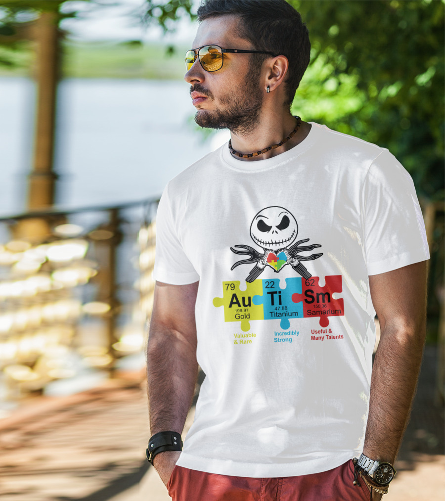 Jack Skellington AuTiSm Puzzle Periodic Table Valuable Rare Incredibly Strong Talents T-Shirt