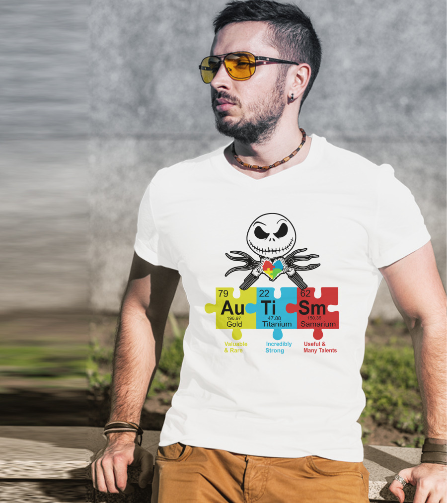 Jack Skellington AuTiSm Puzzle Periodic Table Valuable Rare Incredibly Strong Talents T-Shirt
