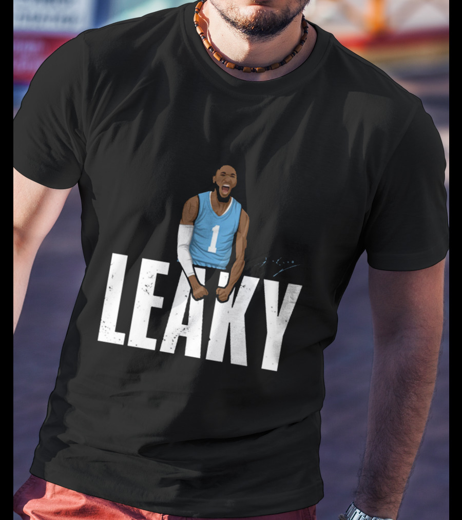 Leaky Black Number 1 Jersey Graphic Blue Basketball T-Shirt