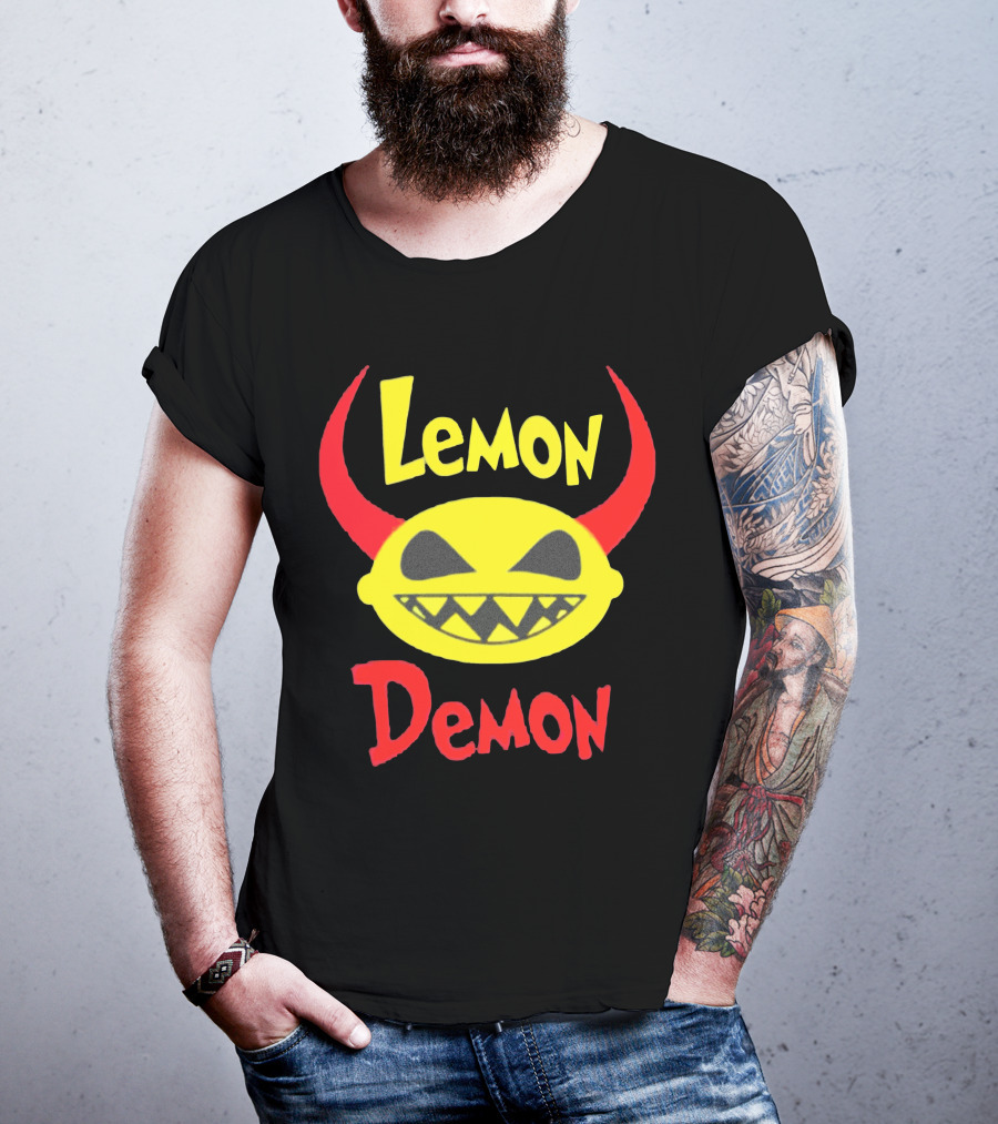 Lemon Demon Smiling Yellow Face With Red Horns T-Shirt