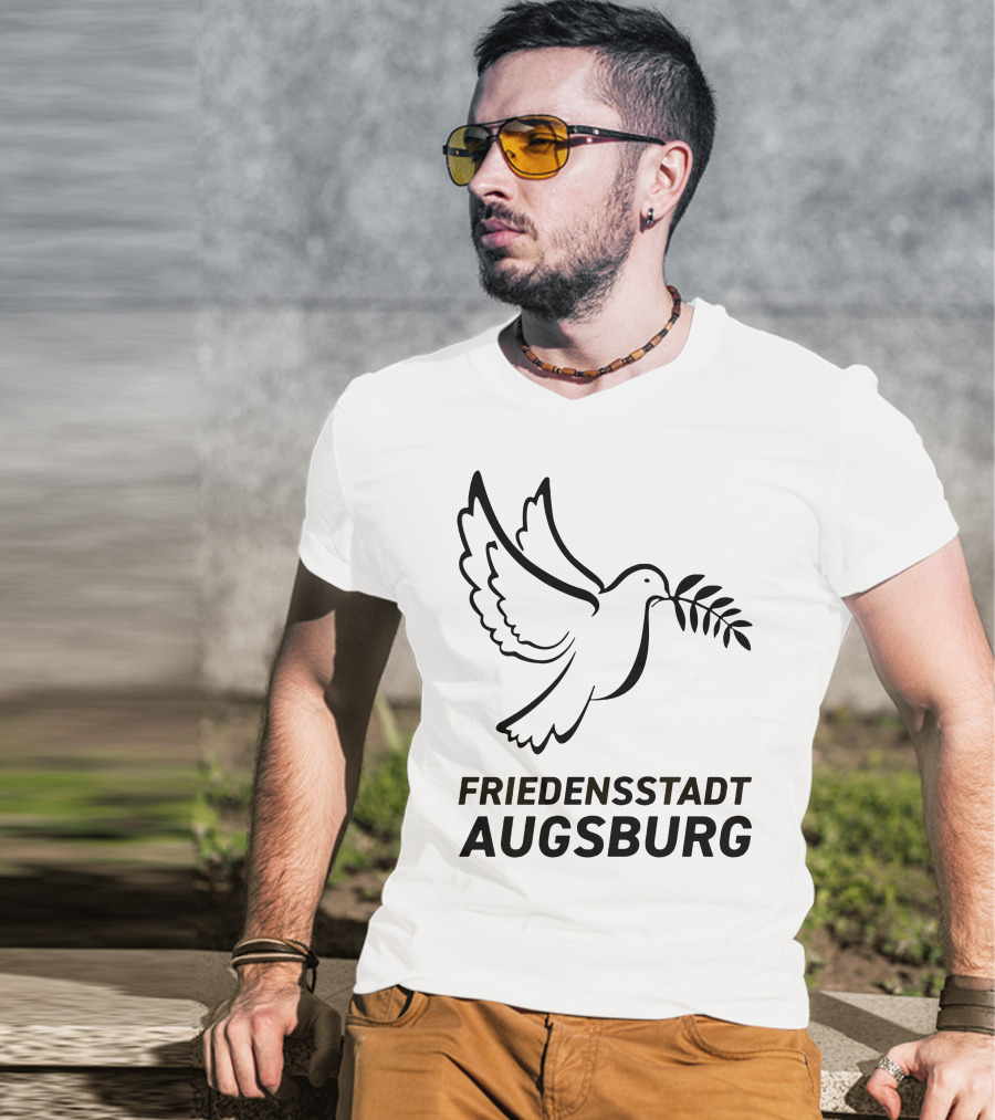 Stefan Reuter Friedensstadt Augsburg Peace Dove With Olive Branch T-Shirt