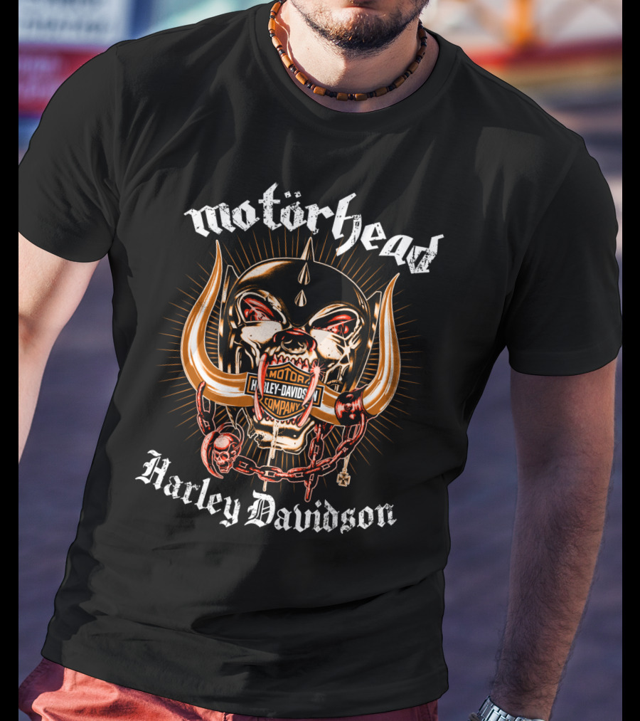 Motörhead Harley Davidson Company Logo Skull T-Shirt