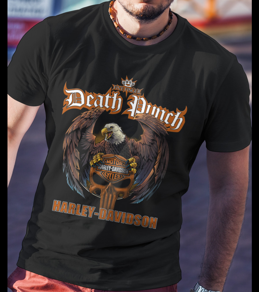 Five Finger Death Punch Harley Davidson Eagle Motorcycles T-Shirt