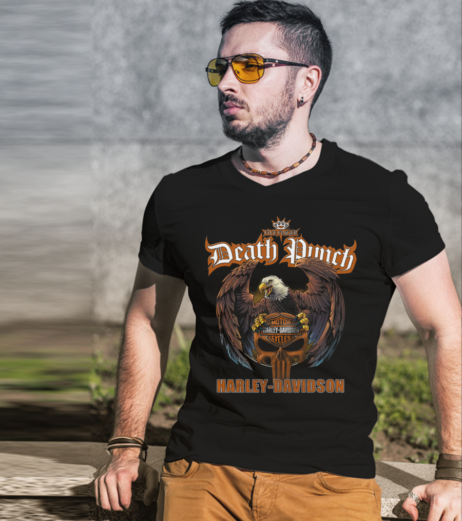 Five Finger Death Punch Harley Davidson Eagle Motorcycles T-Shirt