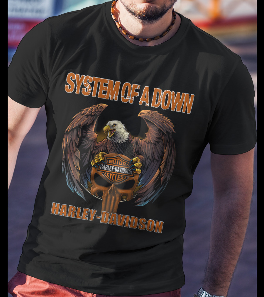 System Of A Down Motorcycle Harley Davidson Eagle T-Shirt