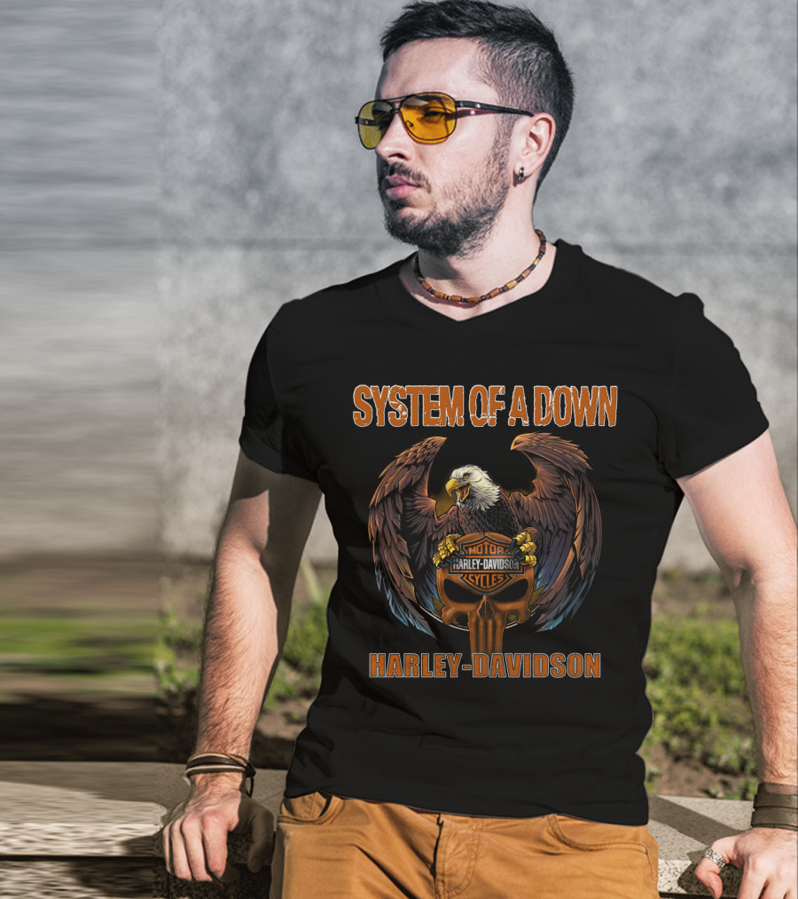 System Of A Down Motorcycle Harley Davidson Eagle T-Shirt