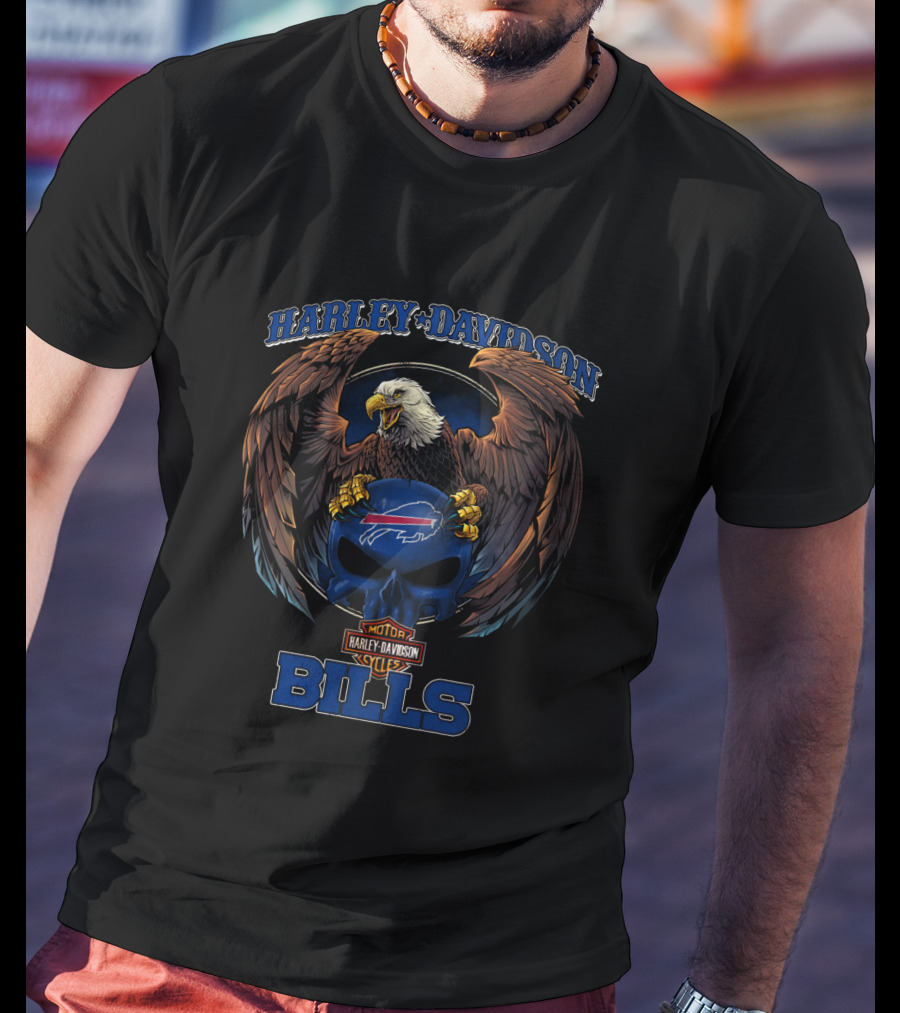Harley Davidson Buffalo Bills Motor Cycles Eagle T-Shirt