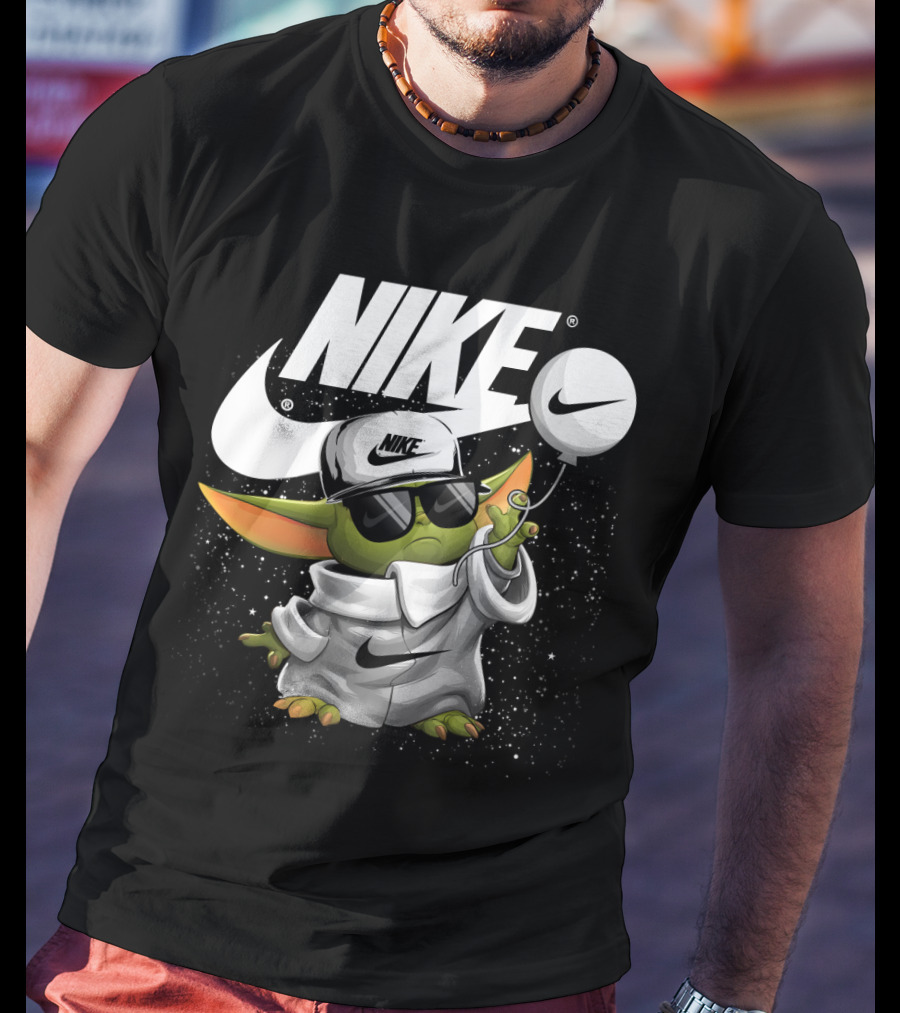 Nike Baby Yoda With Sunglasses And Balloon T-Shirt
