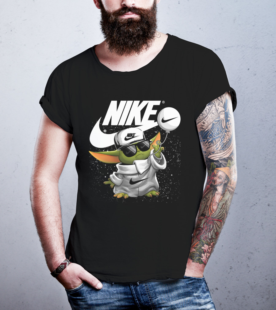 Nike Baby Yoda With Sunglasses And Balloon T-Shirt