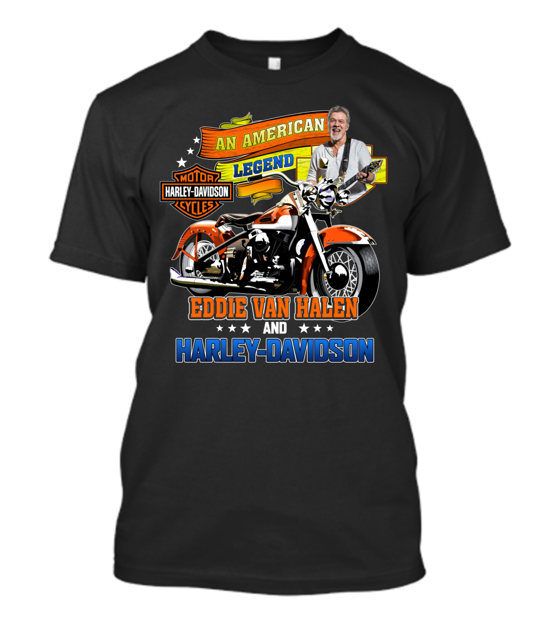 An American Legend Eddie Van Halen And Harley Davidson Cycles T-Shirt