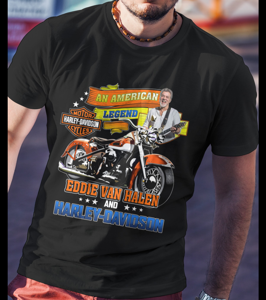 An American Legend Eddie Van Halen And Harley Davidson Cycles T-Shirt