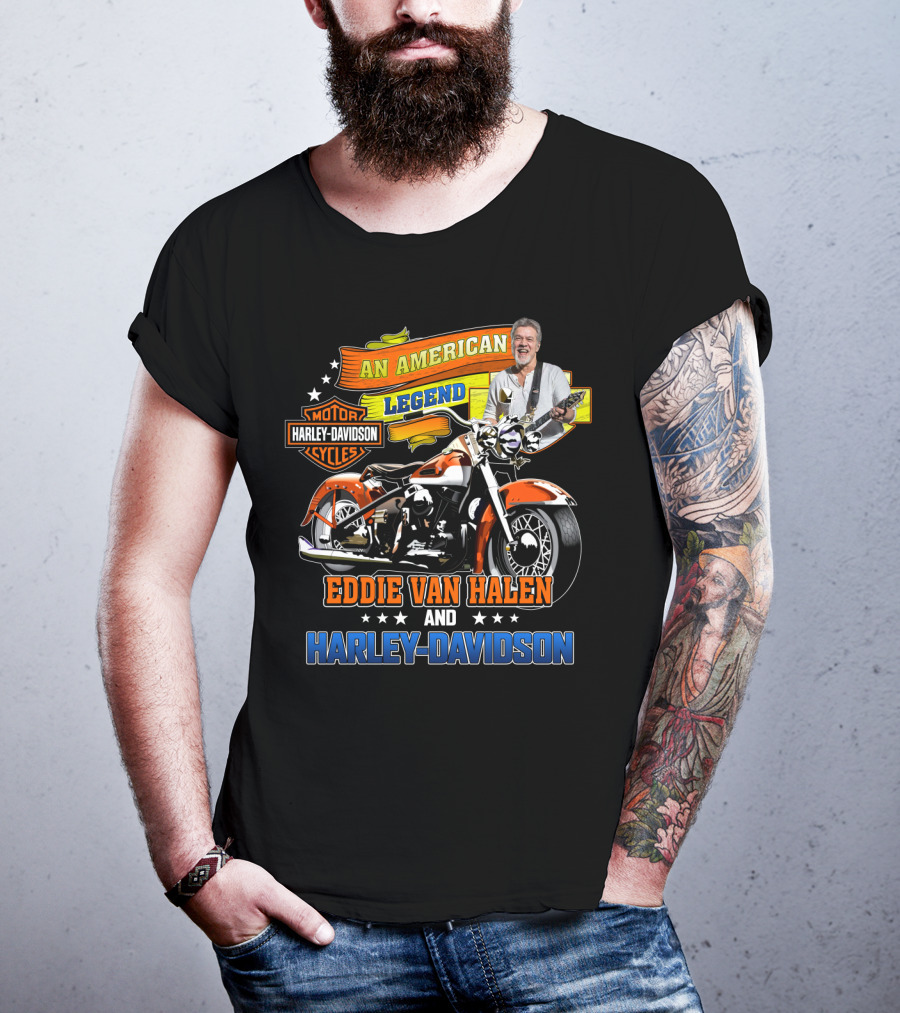 An American Legend Eddie Van Halen And Harley Davidson Cycles T-Shirt