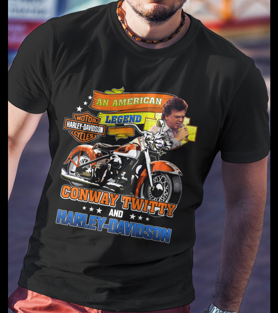 An American Legend Conway Twitty And Harley Davidson T-Shirt