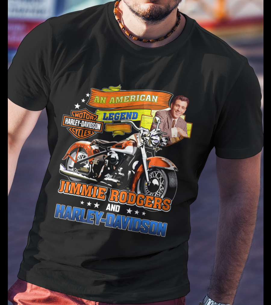 Jimmie Rodgers An American Legend With Harley Davidson Motorcycles T-Shirt