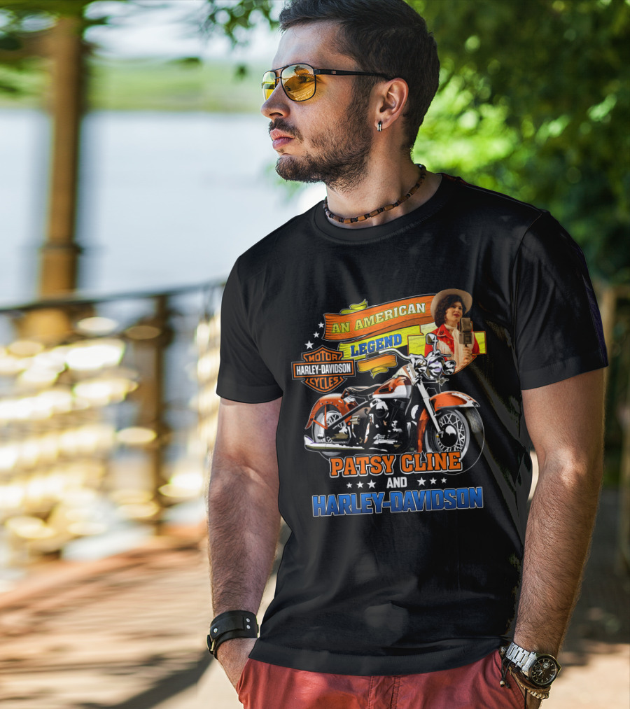 An American Legend Patsy Cline And Harley Davidson Motor Cycles T-Shirt
