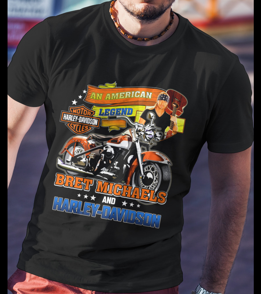 An American Legend Bret Michaels And Harley Davidson Motorcycles T-Shirt