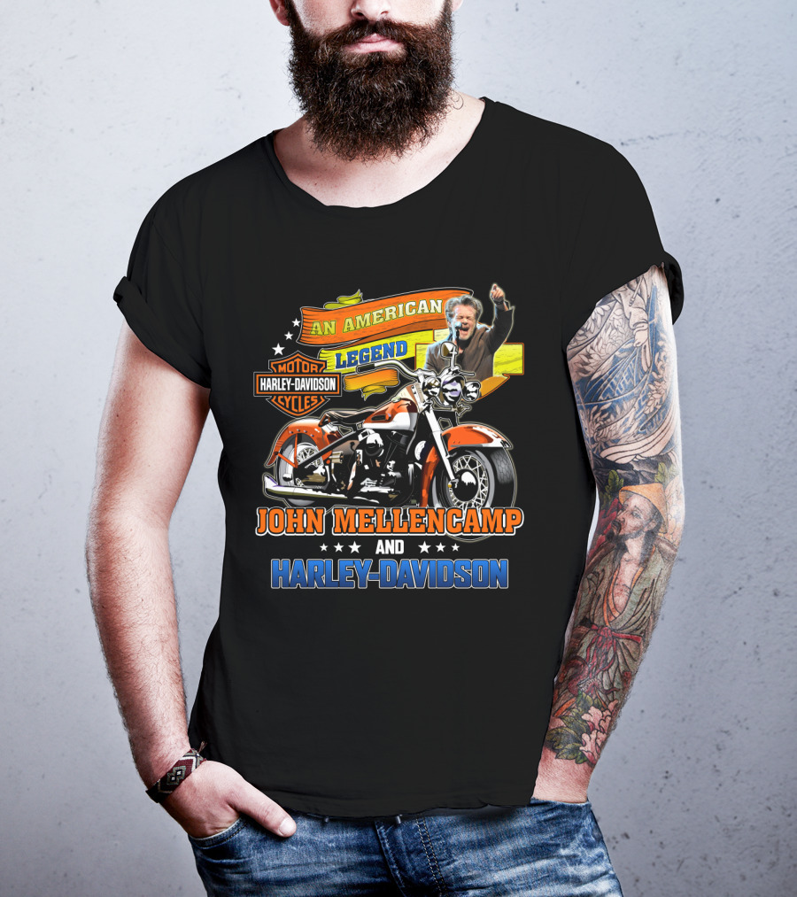An American Legend John Mellencamp And Harley Davidson Motor Cycles T-Shirt