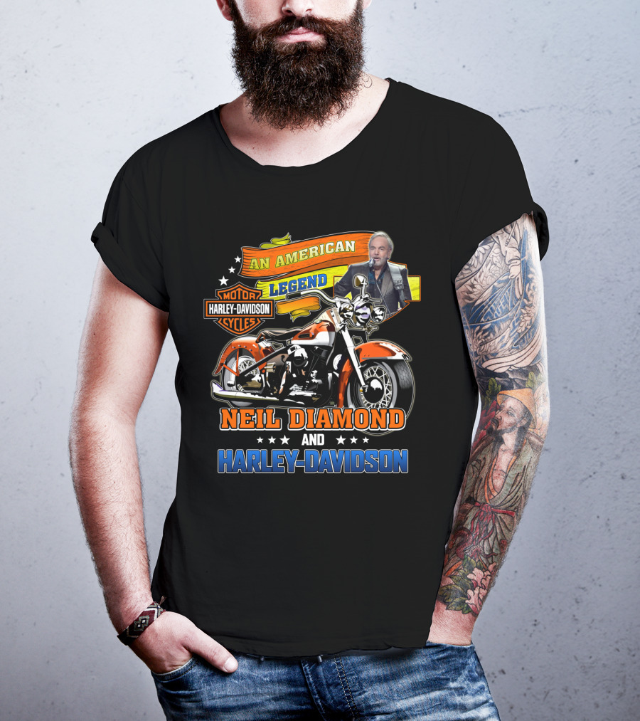 An American Legend Neil Diamond And Harley Davidson T-Shirt