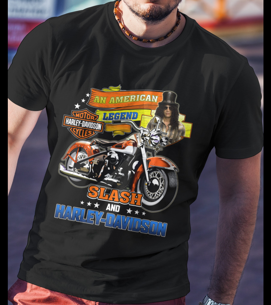 An American Legend Slash And Harley Davidson Motor Cycles T-Shirt