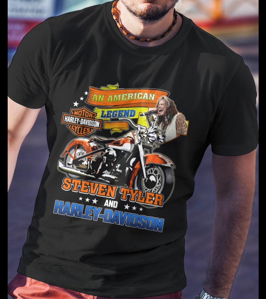 An American Legend Steven Tyler And Harley Davidson T-Shirt