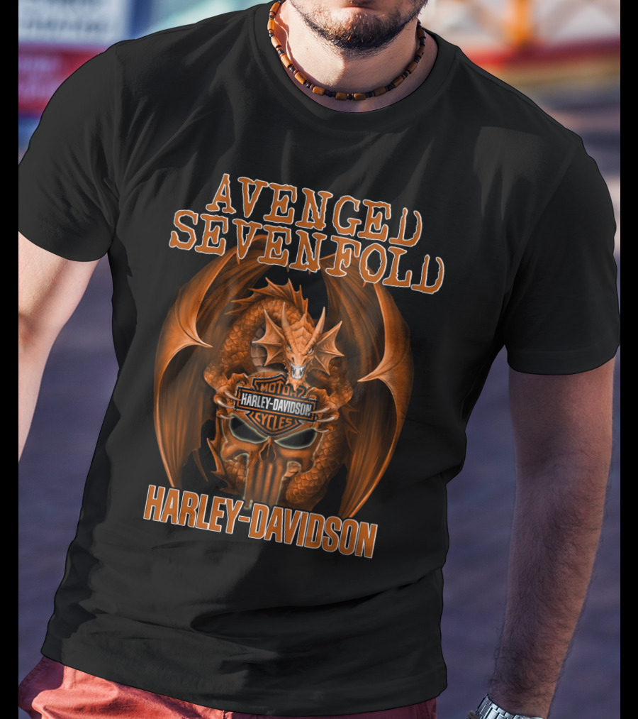Avenged Sevenfold Harley Davidson Dragon Motocylces Cycles T-Shirt