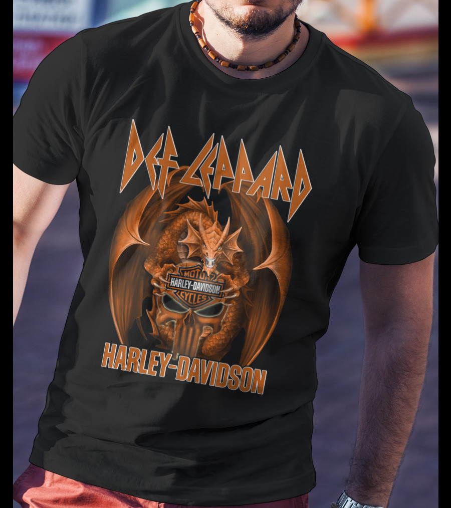 Def Leppard Harley Davidson Dragon Motocycles T-Shirt