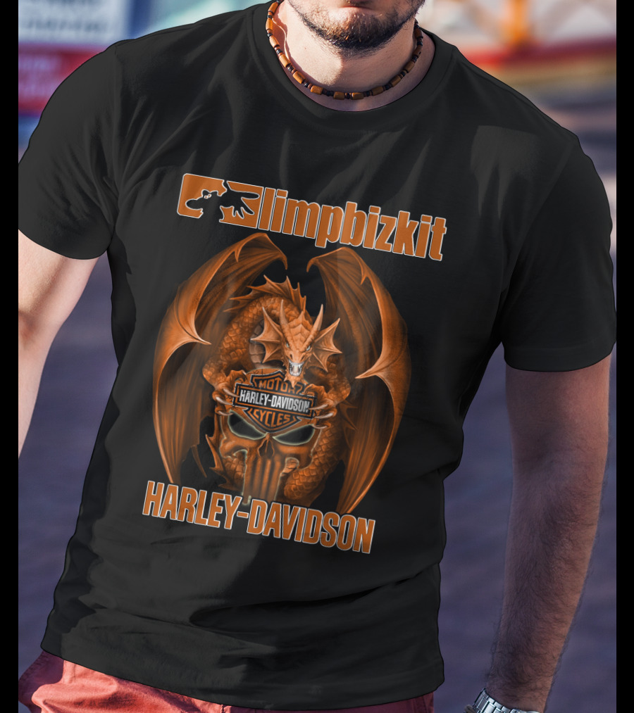 Limp Bizkit Harley Davidson Dragon Motocycles T-Shirt