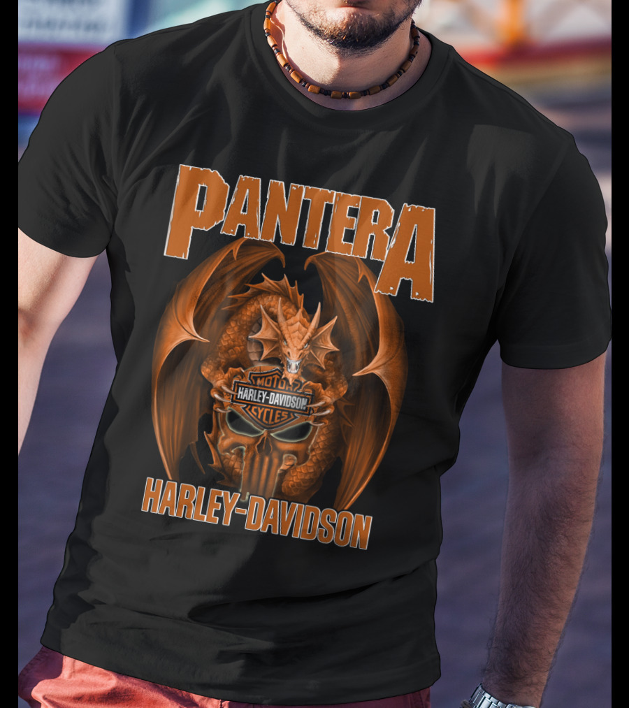 Pantera Harley Davidson Motorcycle Cycles Dragon T-Shirt