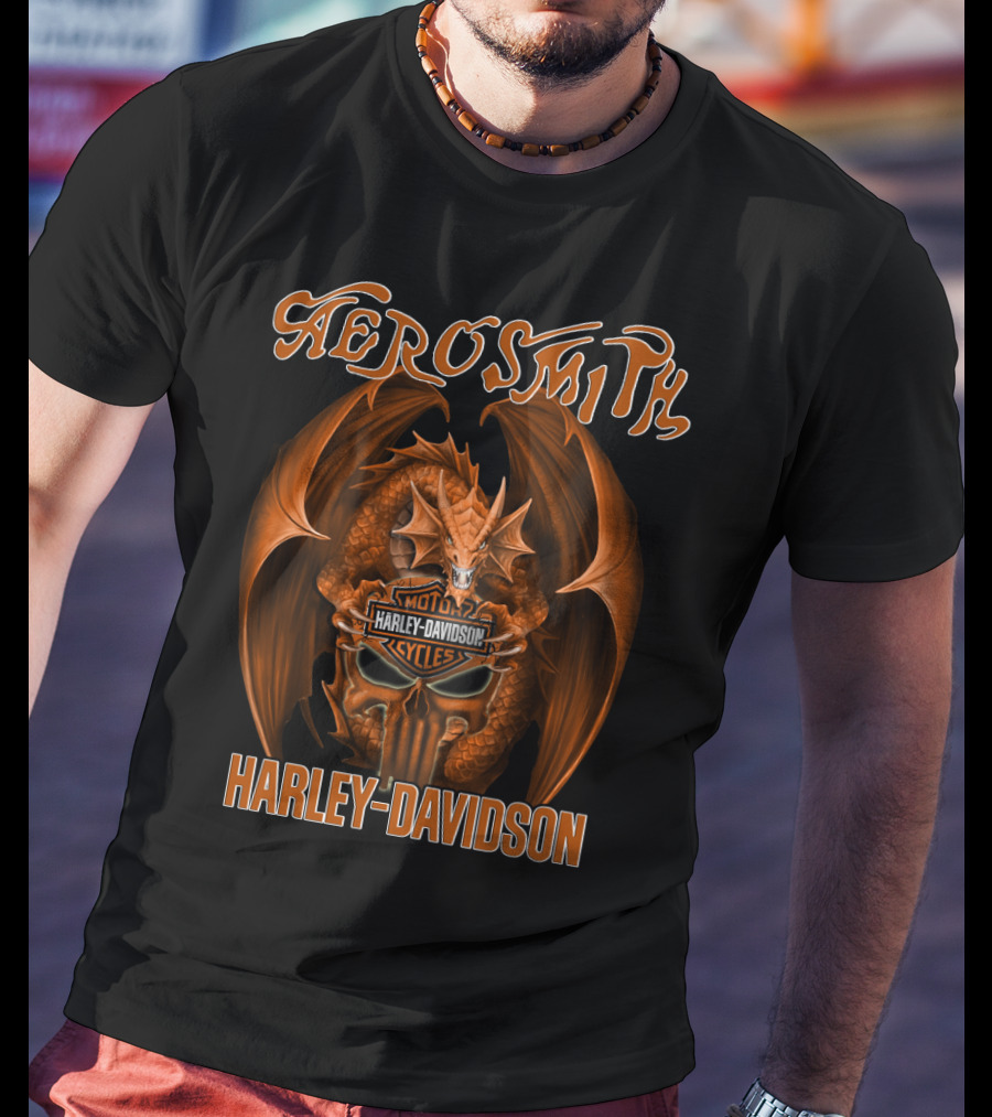 Aerosmith Harley Davidson Dragon Motocycles T-Shirt