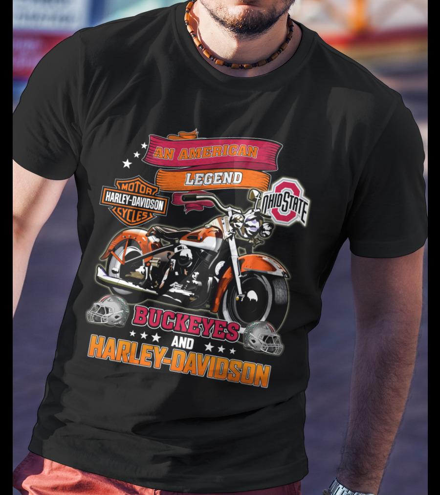 An American Legend Ohio State Buckeyes And Harley Davidson T-Shirt