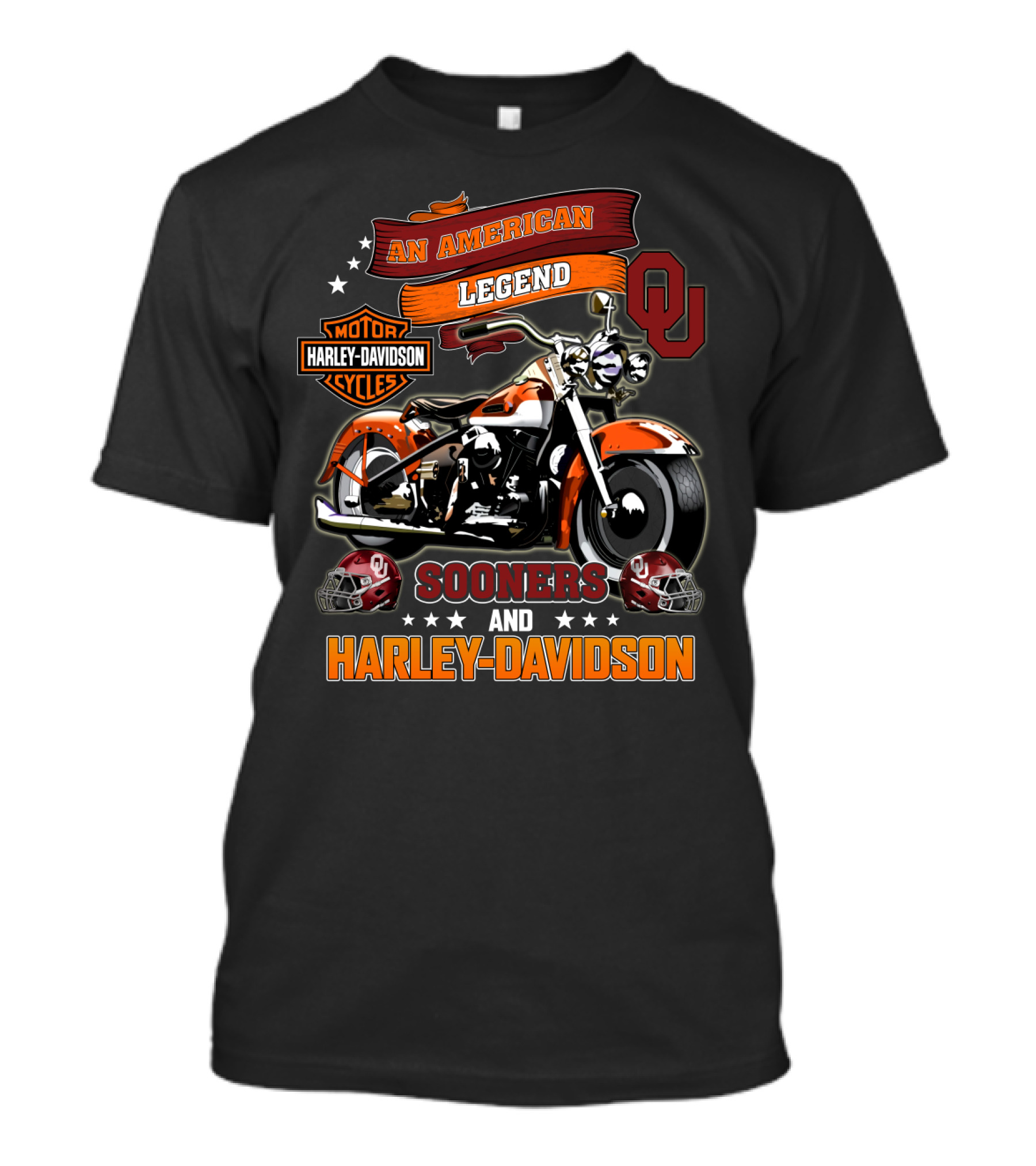An American Legend Oklahoma Sooners And Harley Davidson T-Shirt