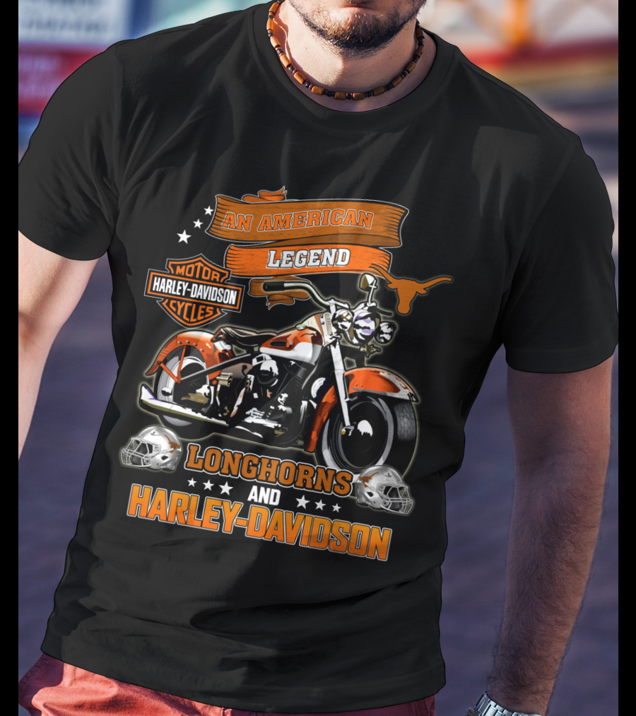 An American Legend Longhorns And Harley Davidson T-Shirt