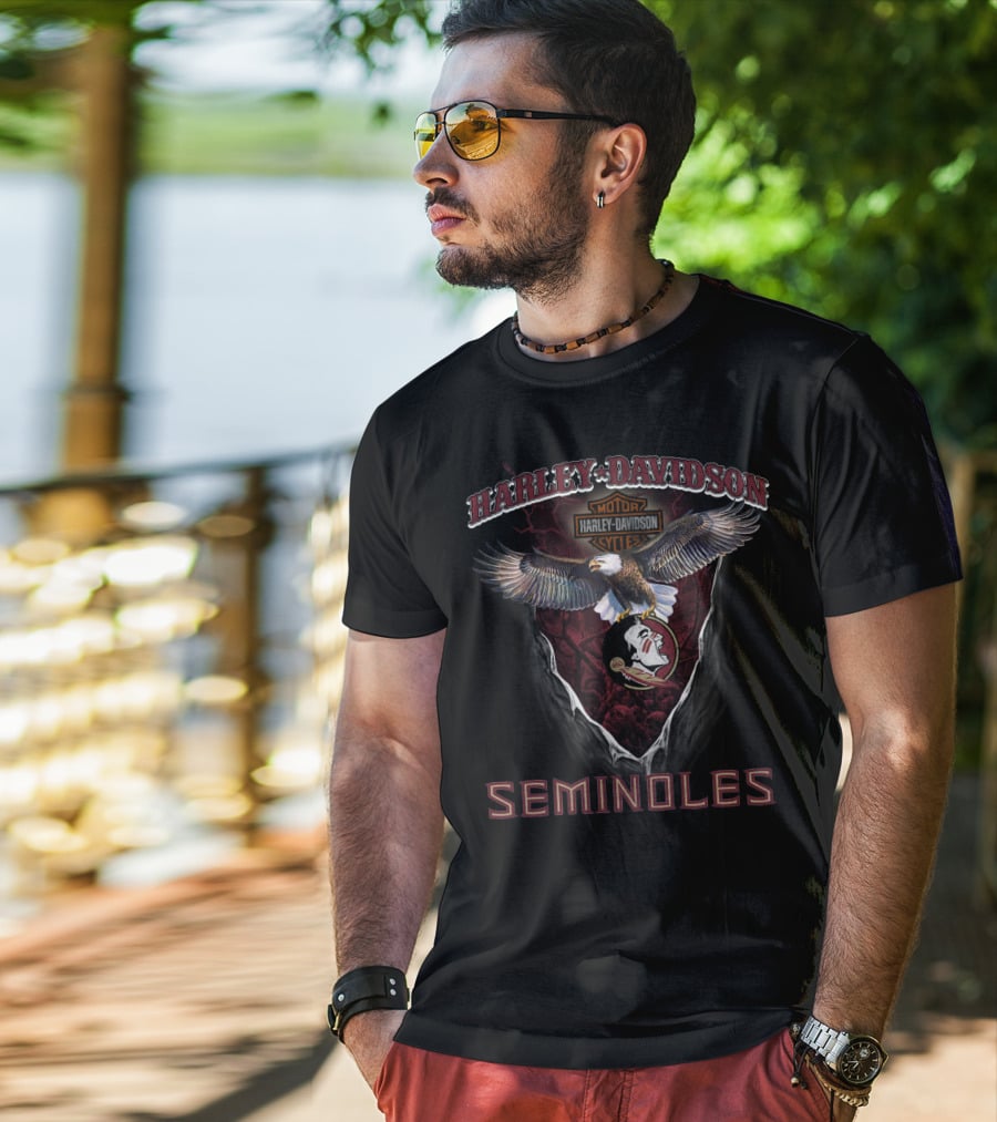 Harley Davidson Motor Cycles Eagle Florida State Seminoles T-Shirt